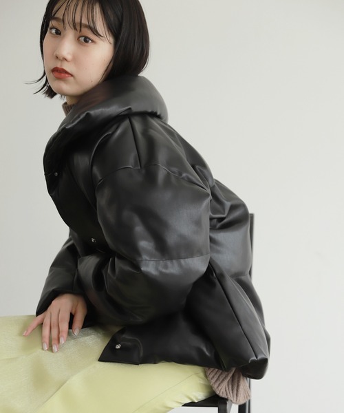 PAGEBOY（ページボーイ）の「フェイクレザーナカワタブルゾン（ブルゾン・レディース・ブラック/オフホワイト・FREE）」の7枚目の写真