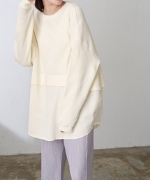 オーバーサイズ レイヤード風ワッフルロンT