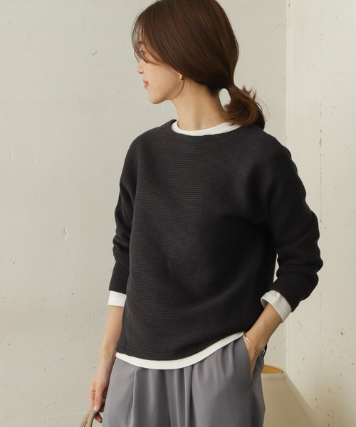 URBAN RESEARCH DOORS(アーバンリサーチドアーズ)の「ローゲージリブプルオーバー∴(Tシャツ/カットソー・レディース・ネイビー/ベージュ系その他/アイボリー・ONE)」の3枚目の写真