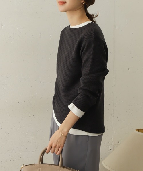 URBAN RESEARCH DOORS(アーバンリサーチドアーズ)の「ローゲージリブプルオーバー∴(Tシャツ/カットソー・レディース・ネイビー/ベージュ系その他/アイボリー・ONE)」の4枚目の写真