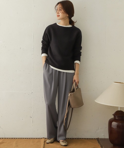 URBAN RESEARCH DOORS(アーバンリサーチドアーズ)の「ローゲージリブプルオーバー∴(Tシャツ/カットソー・レディース・ネイビー/ベージュ系その他/アイボリー・ONE)」の9枚目の写真