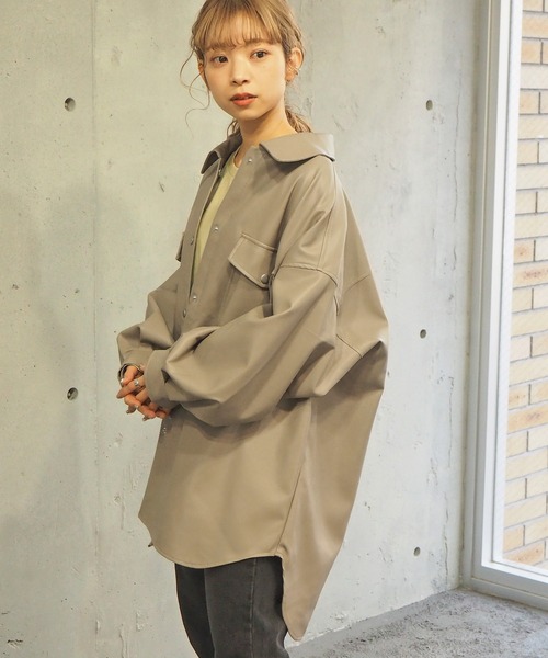 tiptop(ティップトップ)の「2021SS フェイクレザーCPOシャツ(カバーオール・レディース・ベージュ/ブラック/オフホワイト・FREE)」の14枚目の写真
