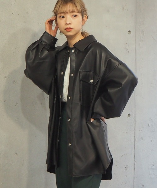 tiptop(ティップトップ)の「2021SS フェイクレザーCPOシャツ(カバーオール・レディース・ベージュ/ブラック/オフホワイト・FREE)」の19枚目の写真