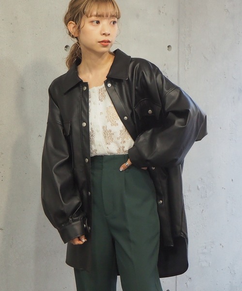 tiptop(ティップトップ)の「2021SS フェイクレザーCPOシャツ(カバーオール・レディース・ベージュ/ブラック/オフホワイト・FREE)」の15枚目の写真