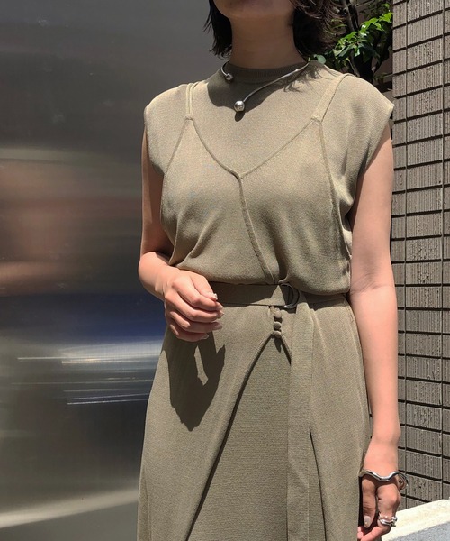 新品タグ付き【&g'aime】キャミレイヤードニットワンピース &g'aime（アンジェム）の「【&g'aime】キャミレイヤードニット