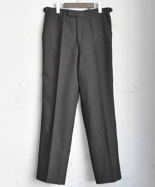 40s 50s ユーロ古着 ブラック スラックス 側章パンツ vintage 40s 50s Czecroslovakia ウール スラックス スライド バックル