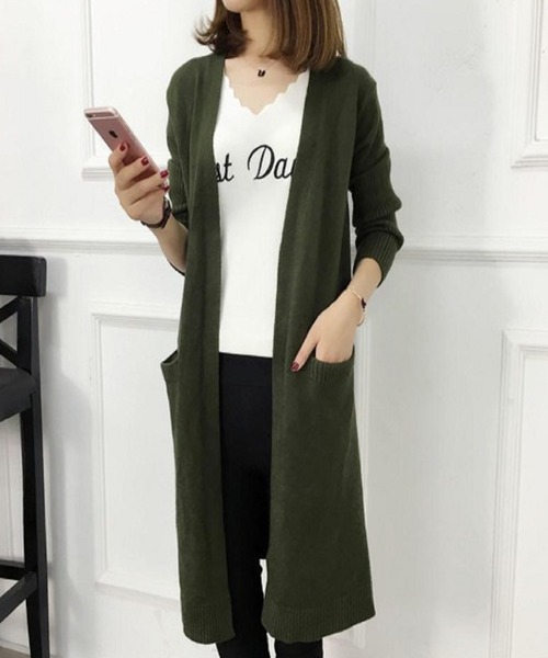 Ritzy（リッツィー）の「ひざ丈カーディガン（カーディガン/ボレロ・レディース・ブラック/ベージュ/ブラウン/カーキ/ライトベージュ/グリーン・FREE）」の5枚目の写真