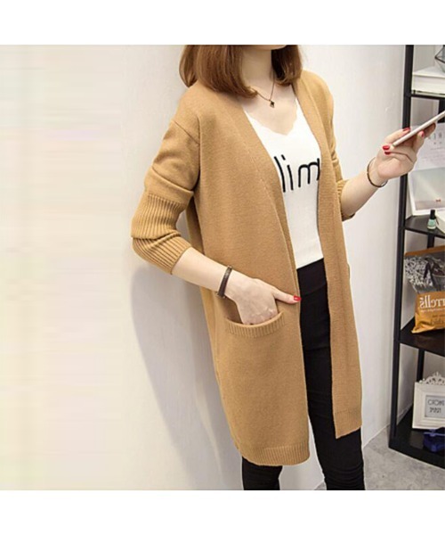 Ritzy（リッツィー）の「ひざ丈カーディガン（カーディガン/ボレロ・レディース・ブラック/ベージュ/ブラウン/カーキ/ライトベージュ/グリーン・FREE）」の15枚目の写真