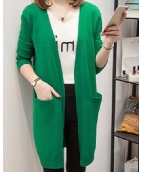 Ritzy（リッツィー）の「ひざ丈カーディガン（カーディガン/ボレロ・レディース・ブラック/ベージュ/ブラウン/カーキ/ライトベージュ/グリーン・FREE）」の8枚目の写真