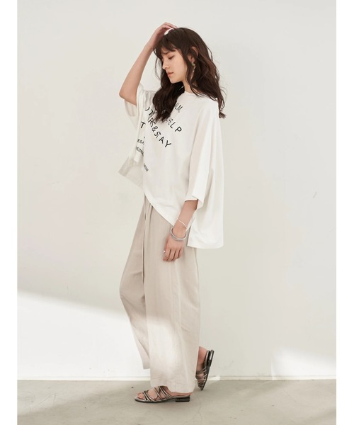 Editt by YECCA VECCA（エディットバイイェッカヴェッカ）の「オーバードロップロゴTee　＊（Tシャツ/カットソー・レディース・オフホワイト/チャコールグレー/イエロー・FREE）」の8枚目の写真