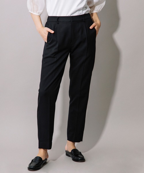 Munich(ミューニック)の「シック&シンツイル ストレッチダブルクロス テーパードパンツ(セットアップ可)(スラックス・レディース・ブラック/ベージュ/グレイッシュベージュ/カーキ/イエロー・XS/S/M)」の2枚目の写真