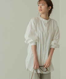 バックオープンシャーリングシャツ(バンドカラー)