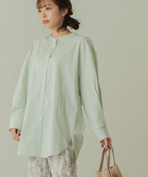 ANGIE(アンジー)の「バックオープンシャーリングシャツ(バンドカラー)(シャツ/ブラウス・レディース・ホワイト/ブラック/ベージュ/パープル/ミント・FREE)」の20枚目の写真