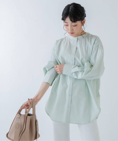 ANGIE(アンジー)の「バックオープンシャーリングシャツ(バンドカラー)(シャツ/ブラウス・レディース・ホワイト/ブラック/ベージュ/パープル/ミント・FREE)」の6枚目の写真
