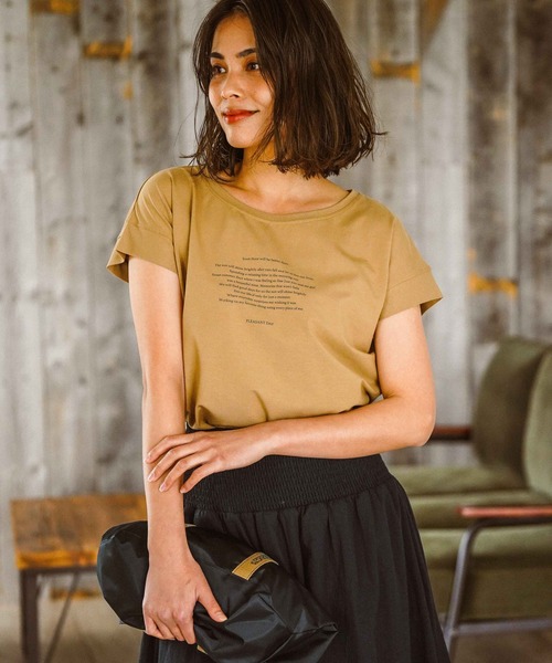 BAYFLOW(ベイフロー)の「アソートロゴクルーネックTシャツ(Tシャツ/カットソー・レディース・ライトグレー/ブラック/オフホワイト/ブルー/ラベンダー/キャメル・SMALL/MEDIUM)」の1枚目の写真