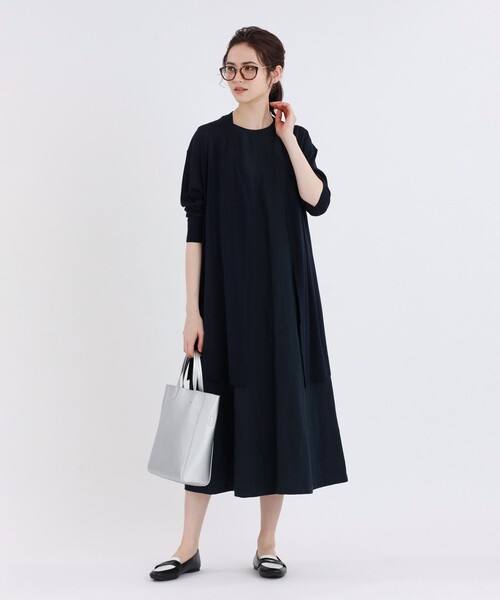 マッキントッシュフィロソフィー　コットンリネンサックワンピース　麻綿ネイビー MACKINTOSH PHILOSOPHY（ﾏｯｷﾝﾄｯｼｭ ﾌｨﾛｿﾌｨｰ）の「コットンリネン