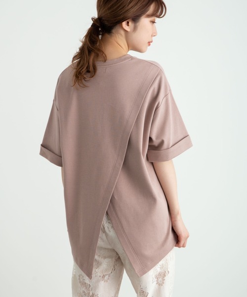 earth music&ecology(アースミュージックアンドエコロジー)の「スムースバックスリットTシャツ *(Tシャツ/カットソー・レディース・ピンク/チャコールグレー/ブラック/ミント/グレイッシュベージュ/オフホワイト・FREE)」の6枚目の写真