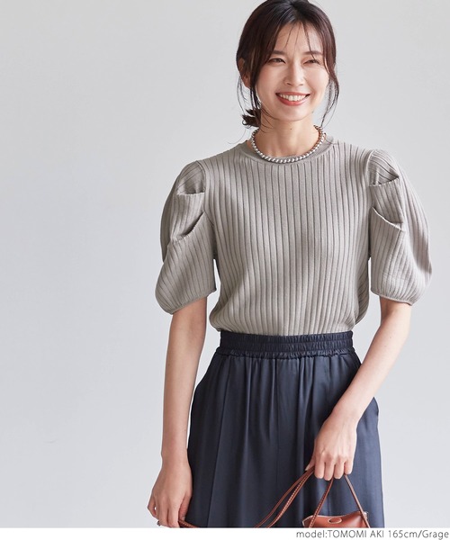 coca(coca)(コカ)の「ぽわん袖サマーニットトップス(ニット/セーター・レディース・ブラック/グレー系その他・ONE SIZE)」の10枚目の写真