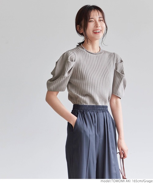 coca(coca)(コカ)の「ぽわん袖サマーニットトップス(ニット/セーター・レディース・ブラック/グレー系その他・ONE SIZE)」の16枚目の写真