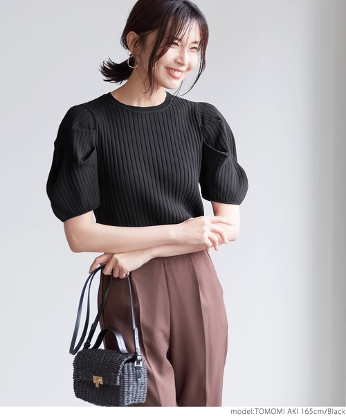coca(coca)(コカ)の「ぽわん袖サマーニットトップス(ニット/セーター・レディース・ブラック/グレー系その他・ONE SIZE)」の7枚目の写真