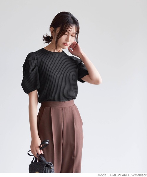 coca(coca)(コカ)の「ぽわん袖サマーニットトップス(ニット/セーター・レディース・ブラック/グレー系その他・ONE SIZE)」の17枚目の写真