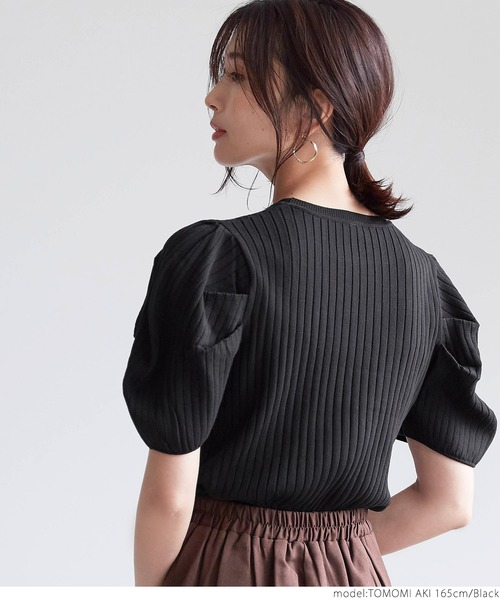 coca(coca)(コカ)の「ぽわん袖サマーニットトップス(ニット/セーター・レディース・ブラック/グレー系その他・ONE SIZE)」の9枚目の写真