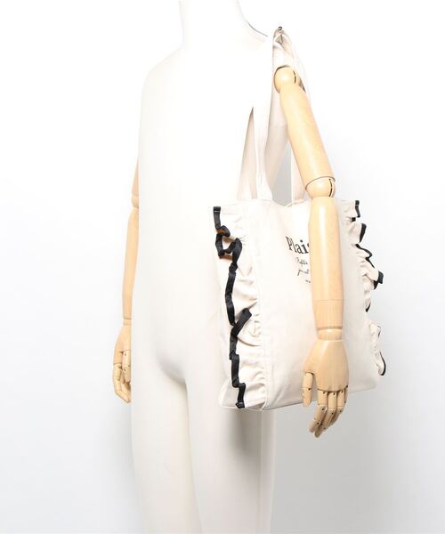 ems excite（エムズエキサイト）の「フリルロゴトートBAG（トートバッグ・レディース・オフホワイト/アイボリー・FREE）」の4枚目の写真