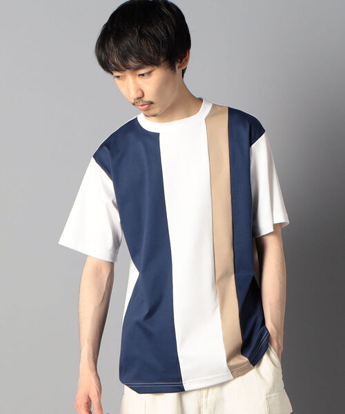 NOLLEY'S goodman（ノーリーズグッドマン）の「配色切替 Tシャツ（Tシャツ/カットソー・メンズ・ホワイト系その他6/ブルー系その他7・SMALL/MEDIUM/LARGE/X-LARGE）」の7枚目の写真