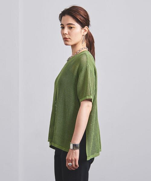 UNITED ARROWS（ユナイテッドアローズ）の「□UWMSC C/P MESH ショートスリーブ ニット◆（ニット/セーター・レディース・ホワイト/ブラック/ケリー・FREE）」の5枚目の写真