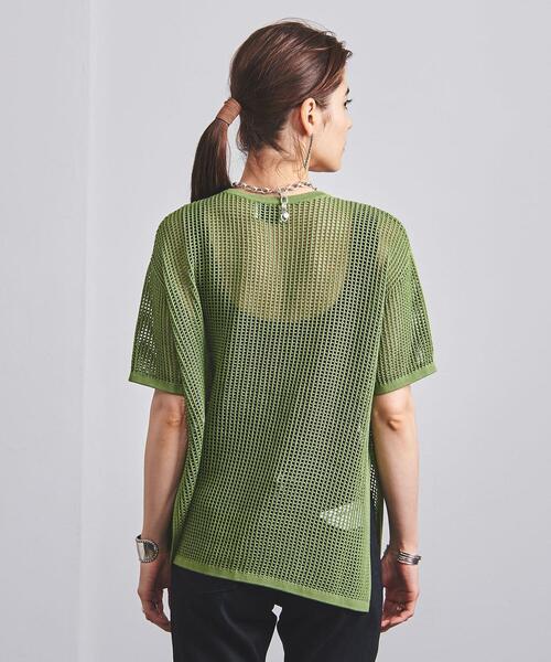 UNITED ARROWS（ユナイテッドアローズ）の「□UWMSC C/P MESH ショートスリーブ ニット◆（ニット/セーター・レディース・ホワイト/ブラック/ケリー・FREE）」の6枚目の写真