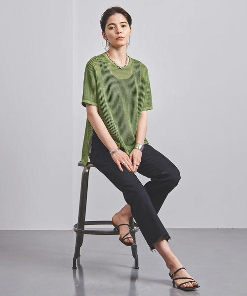 UNITED ARROWS（ユナイテッドアローズ）の「□UWMSC C/P MESH ショートスリーブ ニット◆（ニット/セーター・レディース・ホワイト/ブラック/ケリー・FREE）」の7枚目の写真