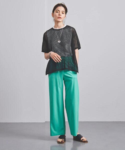 UNITED ARROWS（ユナイテッドアローズ）の「□UWMSC C/P MESH ショートスリーブ ニット◆（ニット/セーター・レディース・ホワイト/ブラック/ケリー・FREE）」の9枚目の写真