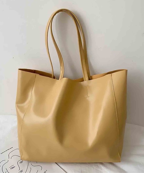 MAISON BREEZE(メゾンブリーズ)の「【MAISON BREEZE】フェイクレザーエコバッグ スタンダート KNF ※(ショルダーバッグ・レディース・ブラウン/ホワイト/ブラック/イエロー・FREE)」の1枚目の写真