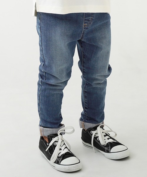 devirock（デビロック）の「楽デニム スキニーパンツ（デニムパンツ・キッズ・ワンウォッシュ/ブルー系その他/ネイビー/サックスブルー・130cm/140cm/100cm/160cm/150cm/110cm/120cm）」の2枚目の写真