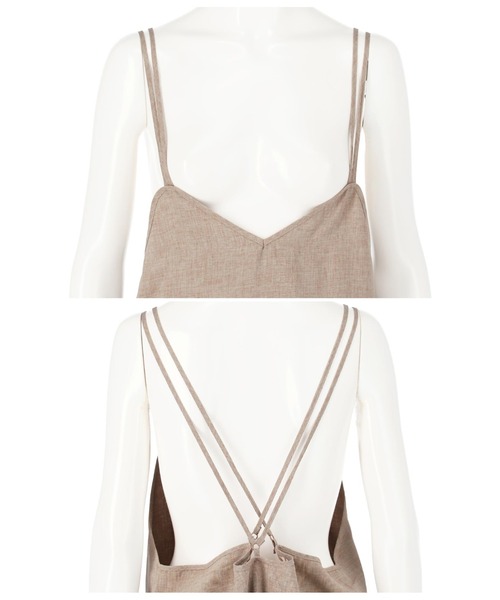 Alluge（アルージュ）の「レイヤードライクキャミワンピース（ワンピース・レディース・ブラック/グレイッシュベージュ・FREE）」の11枚目の写真