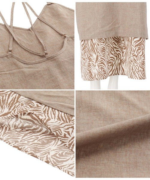 Alluge（アルージュ）の「レイヤードライクキャミワンピース（ワンピース・レディース・ブラック/グレイッシュベージュ・FREE）」の12枚目の写真