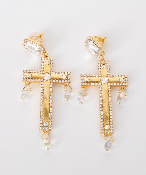 Romansual（ロマンシュアル）の「Romansual/ビジュークロスイヤリング（イヤリング・レディース・オフホワイト/ブルー・FREE）」の7枚目の写真