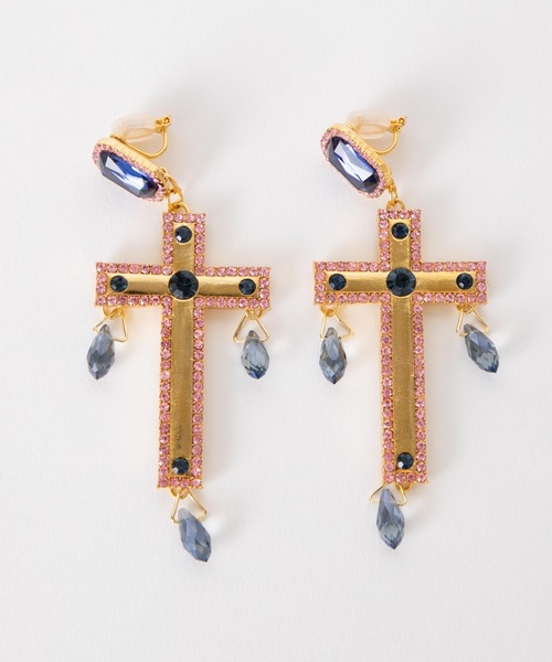 Romansual（ロマンシュアル）の「Romansual/ビジュークロスイヤリング（イヤリング・レディース・オフホワイト/ブルー・FREE）」の8枚目の写真