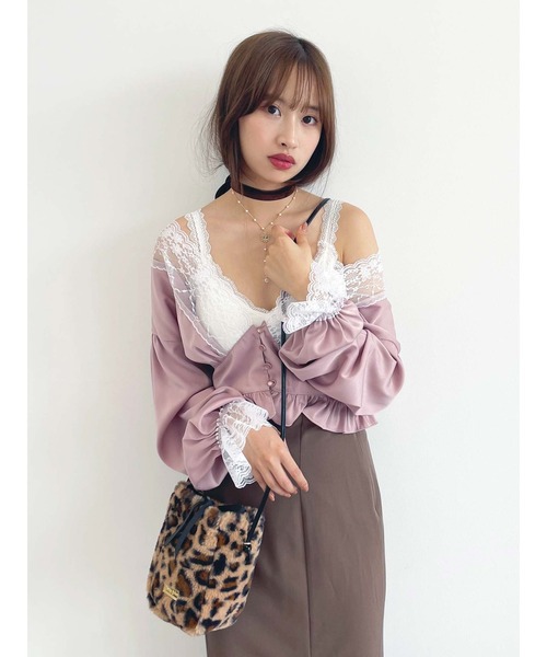 Honey Salon（ハニーサロン）の「ファーミニポシェット（ショルダーバッグ・レディース・ラベンダー/ブラウン/ホワイト・FREE）」の4枚目の写真