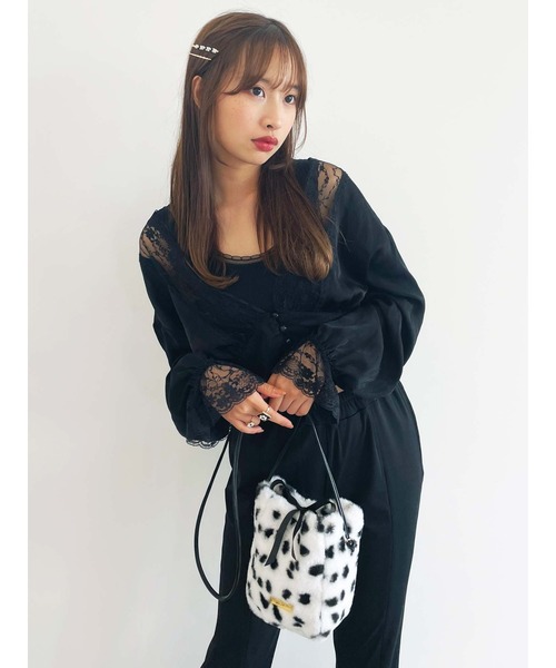 Honey Salon（ハニーサロン）の「ファーミニポシェット（ショルダーバッグ・レディース・ラベンダー/ブラウン/ホワイト・FREE）」の14枚目の写真