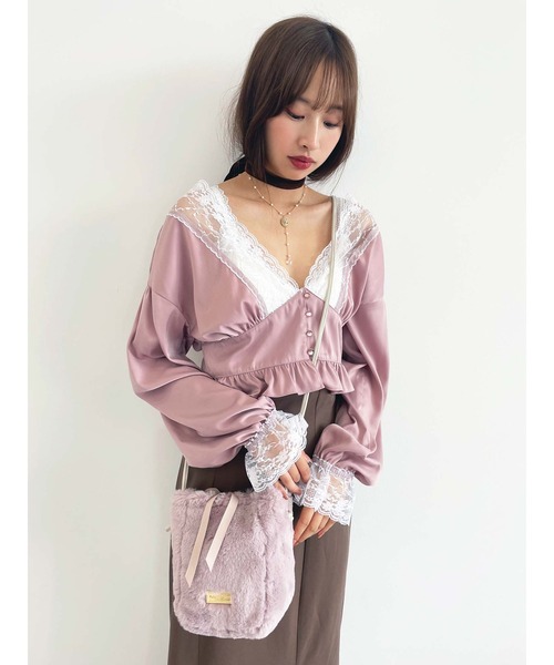 Honey Salon（ハニーサロン）の「ファーミニポシェット（ショルダーバッグ・レディース・ラベンダー/ブラウン/ホワイト・FREE）」の8枚目の写真