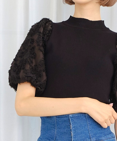 TITTY&CO.（ティティーアンドコー）の「【TITTY&CO.】フェザースリーブニットトップス（ニット/セーター・レディース・ブラック/オフホワイト・FREE）」の12枚目の写真