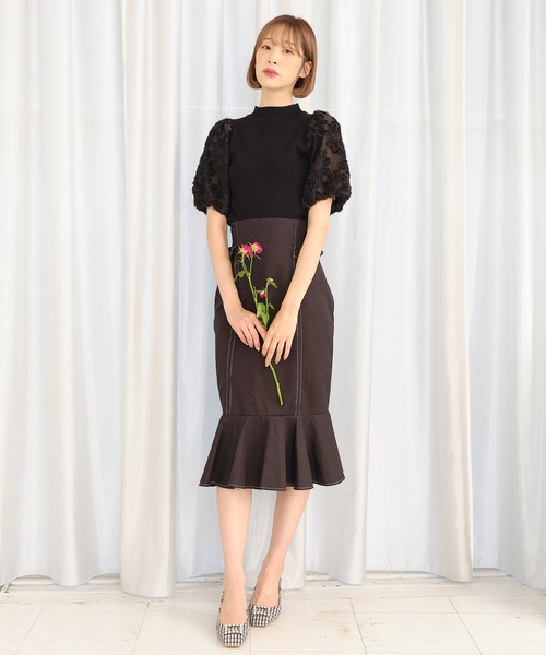 TITTY&CO.（ティティーアンドコー）の「【TITTY&CO.】フェザースリーブニットトップス（ニット/セーター・レディース・ブラック/オフホワイト・FREE）」の14枚目の写真