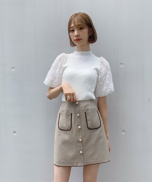 TITTY&CO.（ティティーアンドコー）の「【TITTY&CO.】フェザースリーブニットトップス（ニット/セーター・レディース・ブラック/オフホワイト・FREE）」の7枚目の写真