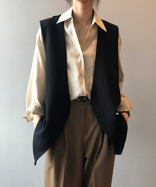 c.u.l（シーユーエル）の「【c.u.l:w】Vネックベスト culw81（ベスト・レディース・ホワイト/ブラウン/ブラック・S/L/M）」の7枚目の写真