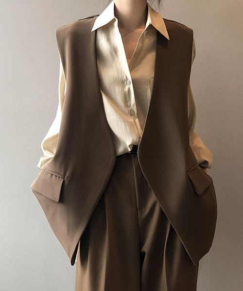 c.u.l（シーユーエル）の「【c.u.l:w】Vネックベスト culw81（ベスト・レディース・ホワイト/ブラウン/ブラック・S/L/M）」の13枚目の写真