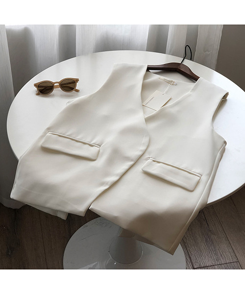 c.u.l（シーユーエル）の「【c.u.l:w】Vネックベスト culw81（ベスト・レディース・ホワイト/ブラウン/ブラック・S/L/M）」の21枚目の写真