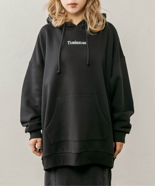 RASVOA(ラスボア)の「ロゴ刺繍ビッグパーカー/スウェットパーカー(パーカー・レディース・ブラック/オフホワイト/サックスブルー・FREE)」の9枚目の写真