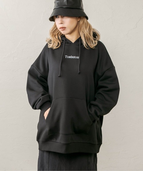 RASVOA(ラスボア)の「ロゴ刺繍ビッグパーカー/スウェットパーカー(パーカー・レディース・ブラック/オフホワイト/サックスブルー・FREE)」の14枚目の写真