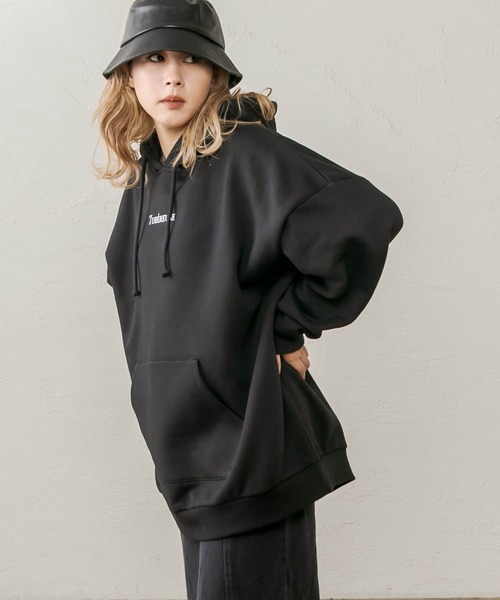 RASVOA(ラスボア)の「ロゴ刺繍ビッグパーカー/スウェットパーカー(パーカー・レディース・ブラック/オフホワイト/サックスブルー・FREE)」の21枚目の写真